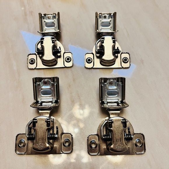 2 Pair Blum 39C355-01 Nickel Compact 1-5/16" Overlay Press-In Edge Mount Hinge - Picture 3 of 4